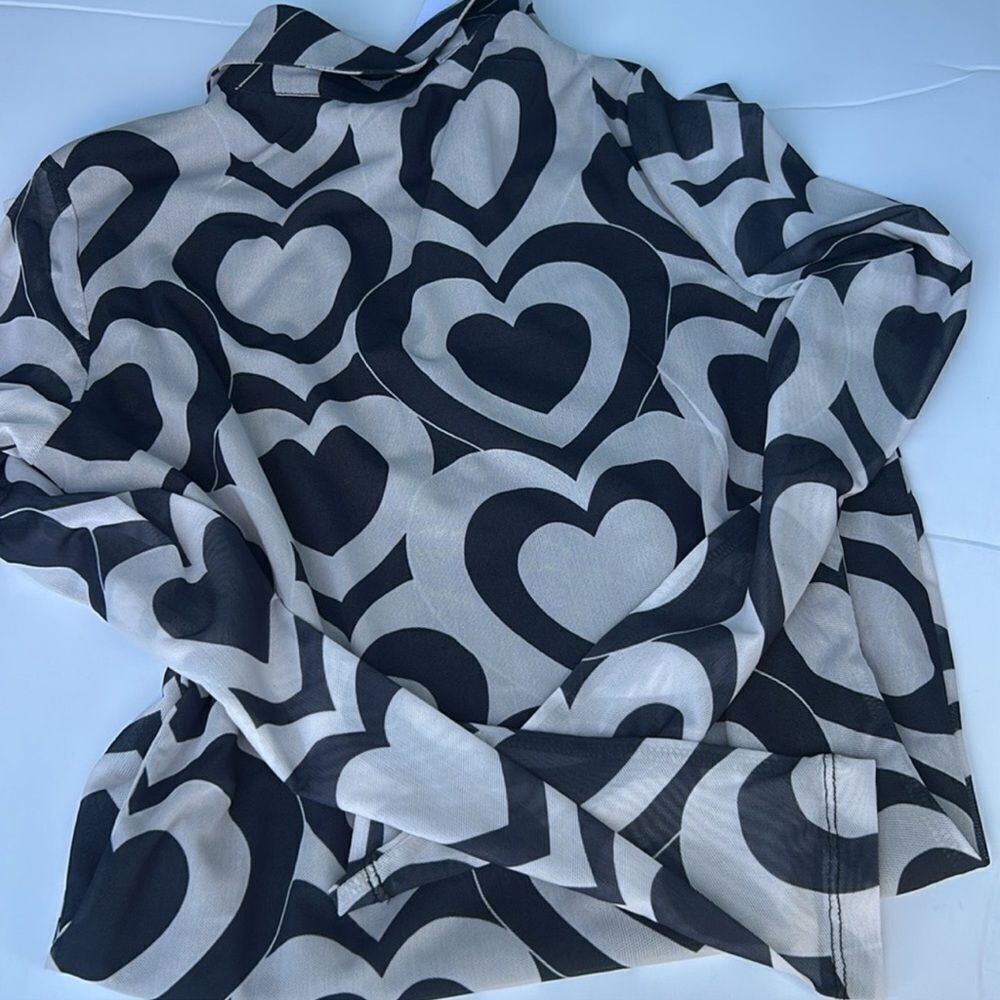 NWT ASOS | Violet Romance | Collared Mesh Mini Dress in Heart Print - Picture 7 of 8
